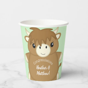 Vasos De Papel Baby Shower de vaca Highland de Escocia