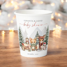 Vasos De Papel Baby Shower de Woodland Winter Animals