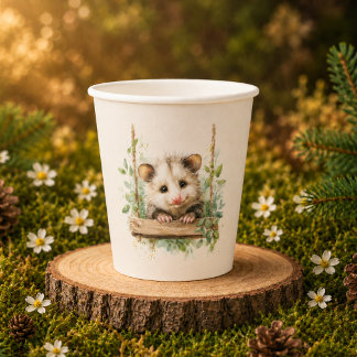 Vasos De Papel Baby Shower de Zarigüeya del Bosque • Neutral