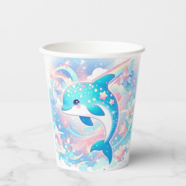 Vasos De Papel Baby Shower delfín simple (Anverso)