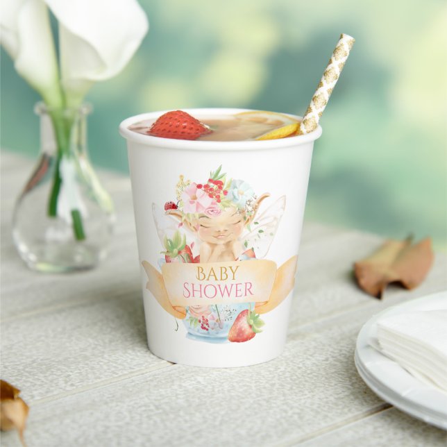 Vasos De Papel Baby Shower Delicate Fairy and Strawberries  (in situ)