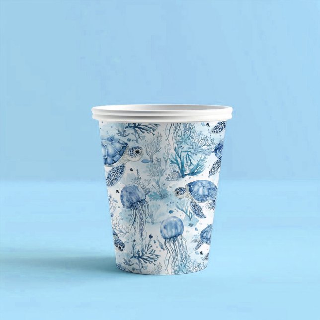 Vasos De Papel Baby Shower Dreamy Blue Under Sea (Subido por el creador)