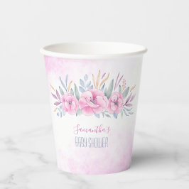 Vasos De Papel Baby Shower elegante de color de agua con flores r