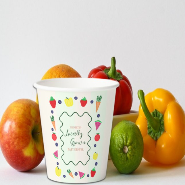 Vasos De Papel Baby Shower en el mercado de agricultores locales (Subido por el creador)
