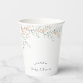 Vasos De Papel Baby Shower Eucalyptus simple y elegante