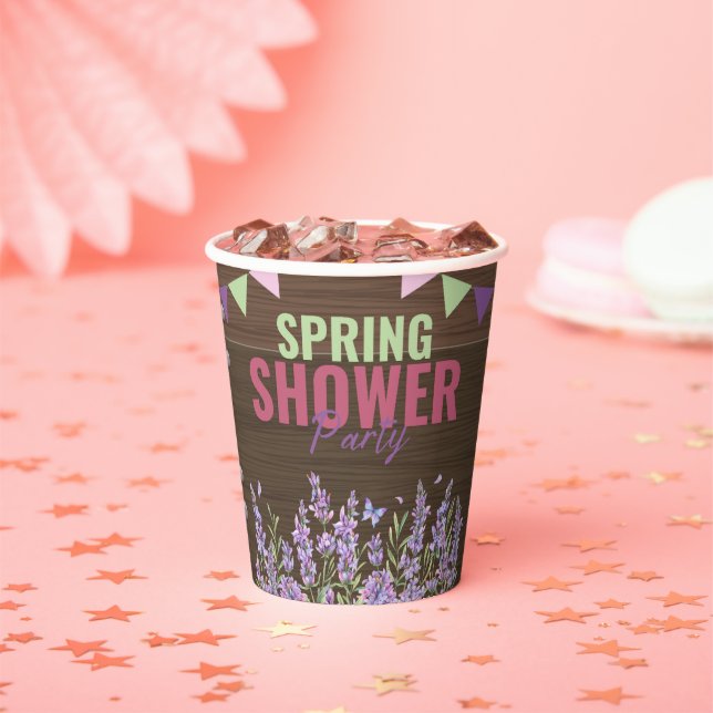 Vasos De Papel Baby Shower Fiesta de ducha de muelle de lavanda r (in situ)
