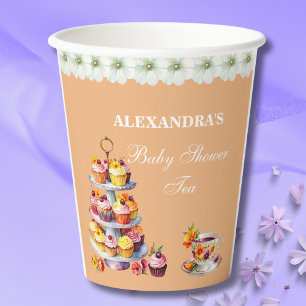 Vasos De Papel Baby Shower Fiesta de té con sabor a melocotón