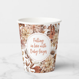 Vasos De Papel Baby Shower Floral Acuarela Otoño