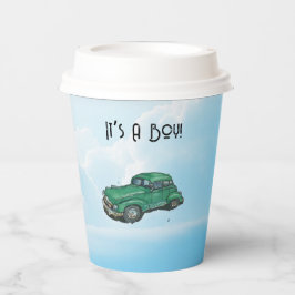 Vasos De Papel Baby shower for a boy, sedan