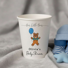 Vasos De Papel Baby Shower for Boy Blue Balloon Teddy Bear 