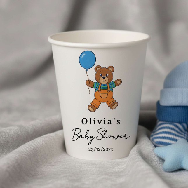 Vasos De Papel Baby Shower for Boy Blue Balloon Teddy Bear (Subido por el creador)