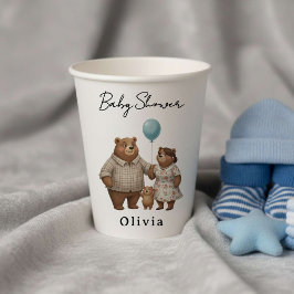 Vasos De Papel Baby Shower for Boy Blue Balloon Teddy Bear  Paper