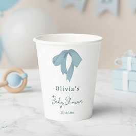 Vasos De Papel Baby Shower for Boy – Blue Bow, Customizable 