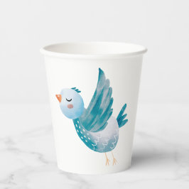 Vasos De Papel Baby Shower gemelo de pájaro azul