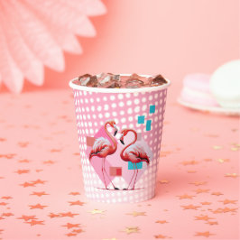 Vasos De Papel Baby Shower Geométrico Moderno Flamingo