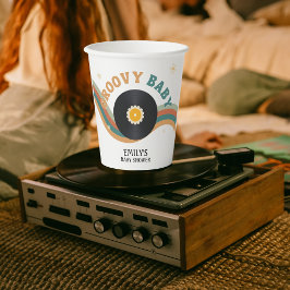 Vasos De Papel Baby Shower Groovy Baby Vinyl Record Retro 70s 80s