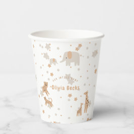 Vasos De Papel Baby Shower ilustrativo Pastel Beige Cute