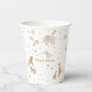 Vasos De Papel Baby Shower ilustrativo Pastel Beige Cute