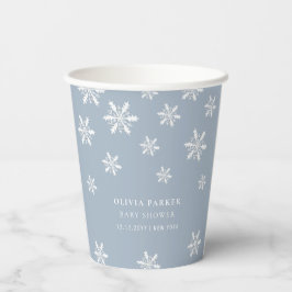 Vasos De Papel Baby Shower Light Blue Boho Winter Snowflake
