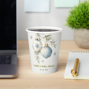Vasos De Papel Baby Shower Minimal Blue Winter Chirstmas Boy