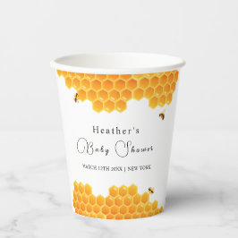Vasos De Papel Baby Shower Minimal Honey Bumblebee Boy