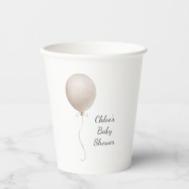 Vasos De Papel Baby Shower moderno de globo Beige