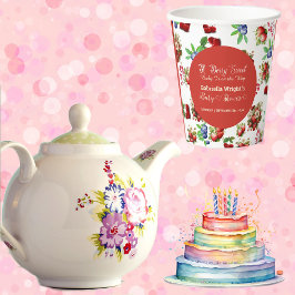 Vasos De Papel Baby Shower moderno rojo fresa azul Berry dulce