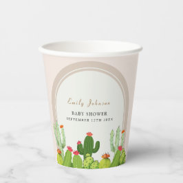 Vasos De Papel Baby Shower Neutral Boho Cactus Arch