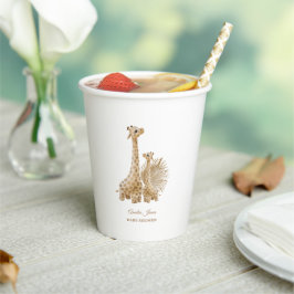 Vasos De Papel Baby Shower Neutral Boho Pampas Grass Giraffe