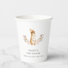 Vasos De Papel Baby Shower Neutral Bunny Wildflower