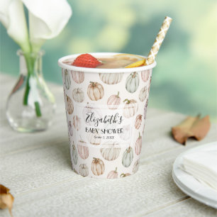Vasos De Papel Baby Shower neutral de calabazas pequeñas