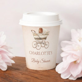 Vasos De Papel Baby Shower Neutral de género clásico de color bei