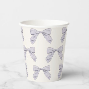 Vasos De Papel Baby Shower Neutral elegante Bow de color púrpura 