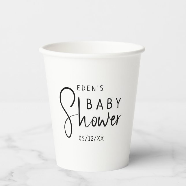 Vasos De Papel Baby Shower Neutral Simple Moderno (Anverso)