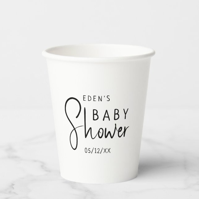 Vasos De Papel Baby Shower Neutral Simple Moderno (Anverso)
