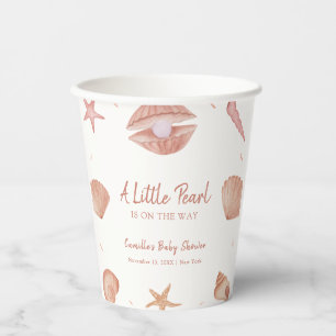 Vasos De Papel Baby Shower Neutral Summer Ocean Seashell Pearl