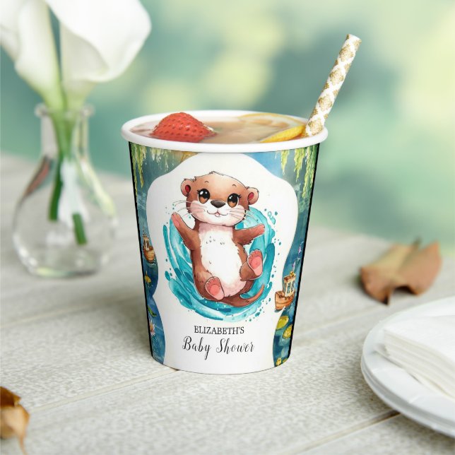 Vasos De Papel Baby Shower Otter simple (in situ)