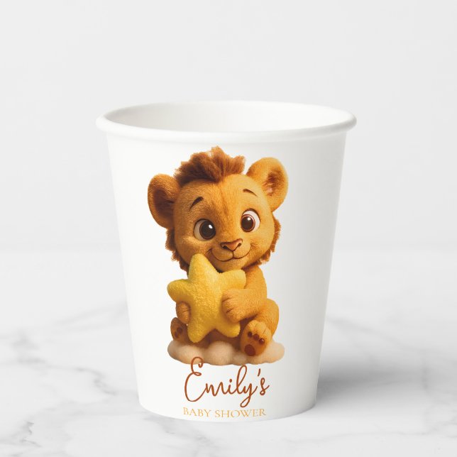 Vasos De Papel Baby Shower Paper Cup – Little Lion & Star (Anverso)