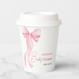 Vasos De Papel Baby shower paper cups with a delicate bow.
