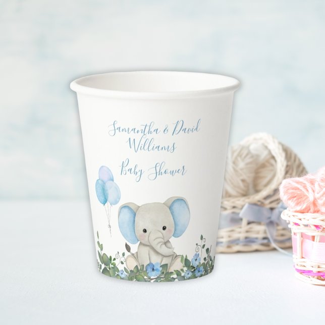 Vasos De Papel Baby Shower para elefantes azules (Subido por el creador)