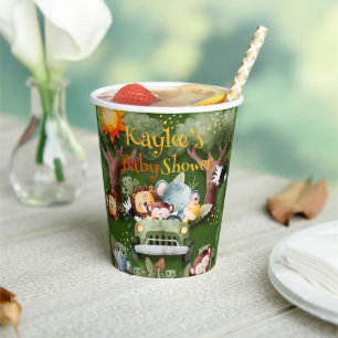 Vasos De Papel Baby Shower personalizado con animales de Safari