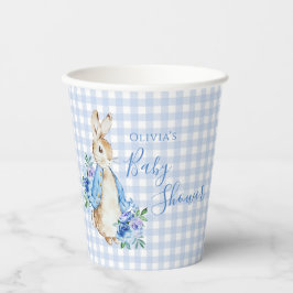 Vasos De Papel Baby Shower personalizado de Blue Bunny Plaid