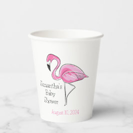 Vasos De Papel Baby Shower personalizado de flamengo rosa
