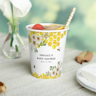 Vasos De Papel Baby Shower personalizado de Honey Bee y Daisies