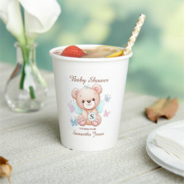 Vasos De Papel Baby Shower personalizado de oso