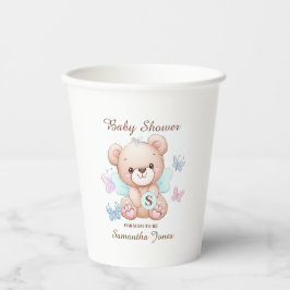 Vasos De Papel Baby Shower personalizado de oso