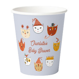 Vasos De Papel Baby Shower personalizado de un gato kitty