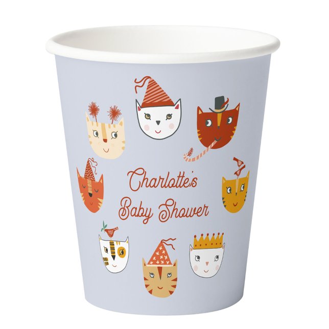 Vasos De Papel Baby Shower personalizado de un gato kitty (Cute kitty cat themed personalized baby shower paper cup)