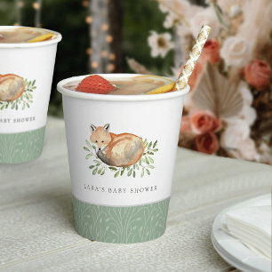 Vasos De Papel Baby Shower personalizado de Woodland Fox