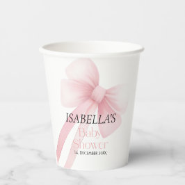 Vasos De Papel Baby Shower Pink Bow